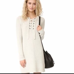 Madewell lace-up sweater dress 100% merino wool
